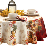 Elrene Swaying Leaves Bordered Tablecloth, 70 Inch Round, Multi Color