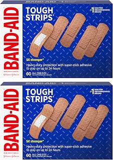 BAND-AID Brand Tough Strips Adhesive Bandages, One Size, Twin Pack, 60 Ct