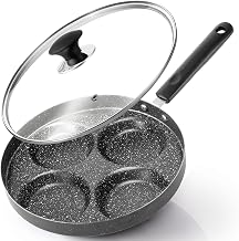 Modern Innovations 4-Cup Nonstick Egg Frying Pan with Lid, Fried Egg Pan, Omelette Pan, Mini Pancake Pan for Stove Top Gas & Electric, Small Egg Skillet, Breakfast Sandwich Maker