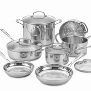® Chef’s Classic™ Stainless Steel Cookware Set | 11-piece: Saucepans by Cuisinart – 1.4L, 2.4L, 2.8L, 7.6L, 20cm, 25cm, Ceramic, Stainless Steel, Model 7711G