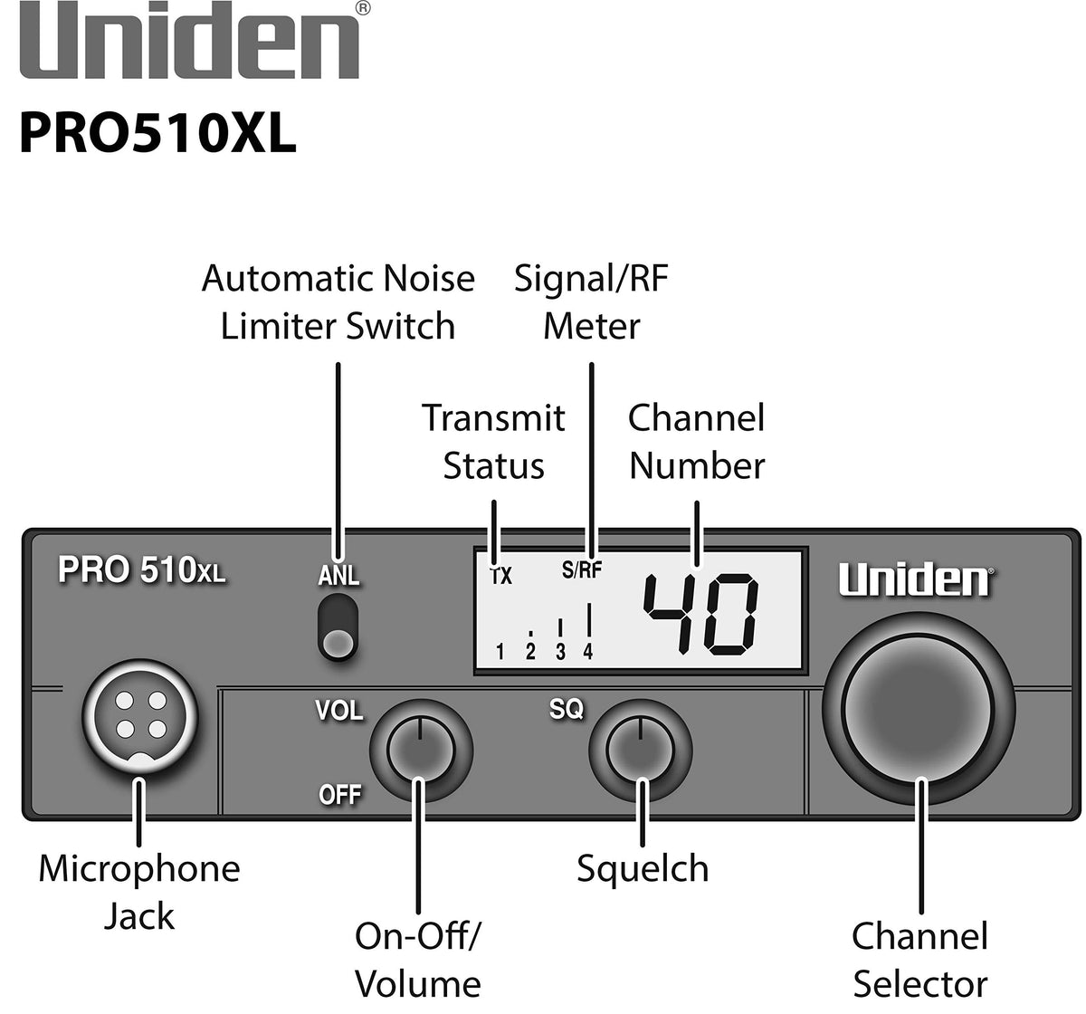 Uniden One Size / Black / PRO510XL Fixed-mount CB Radios