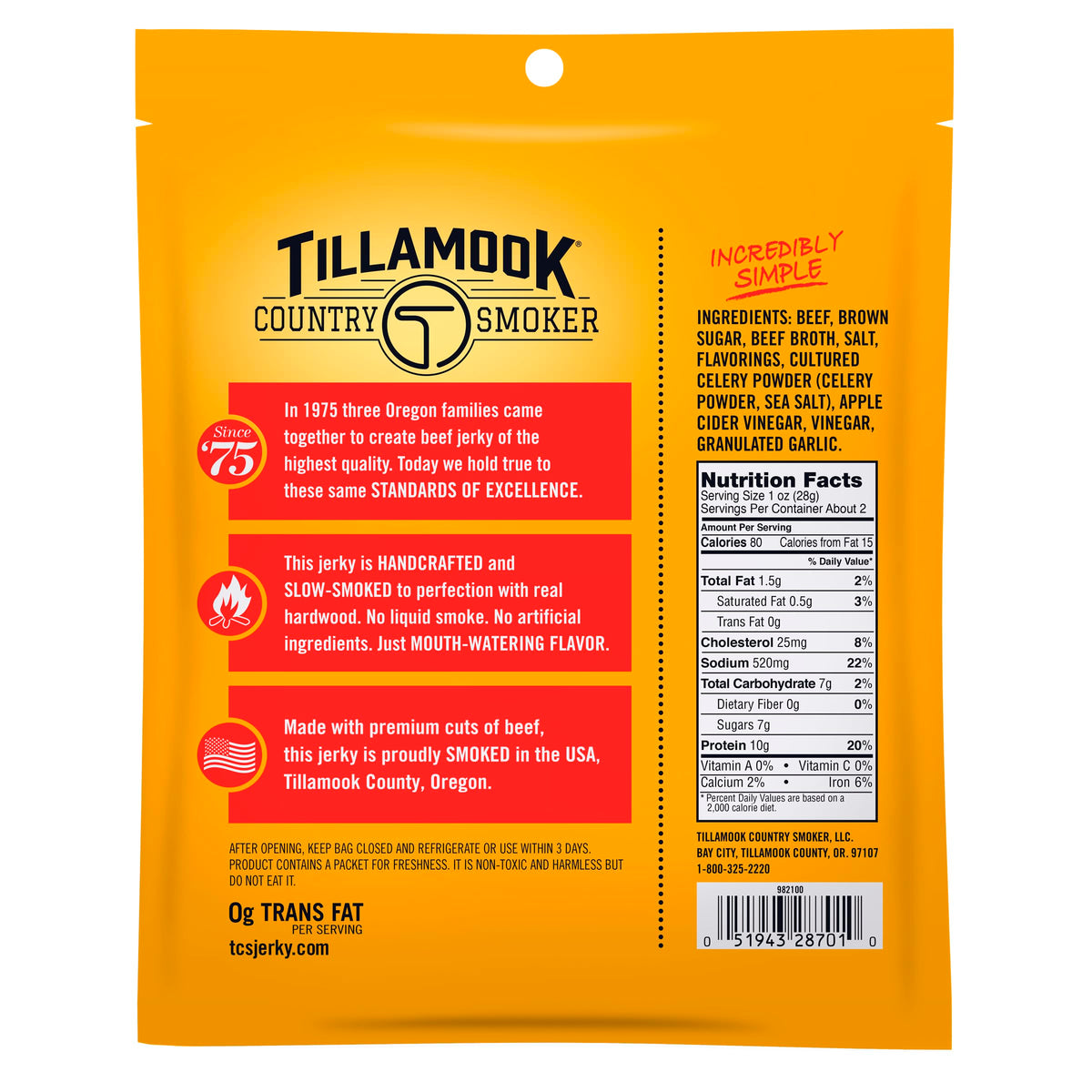 TILLAMOOK COUNTRY SMOKER Old Fashioned / 2.5 Ounce (Pack of 1) / 1 Jerky