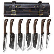 HOSHANHO Butcher Knife Set, High Carbon Stainless Steel, 8 Piece with Roll Bag