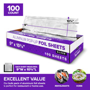 Pre-Cut Deli Aluminum Foil Sheets by Stock Your Home – 9" Inch, Aluminum, Silver, Pack of 100, Model Stock Your Home 2457