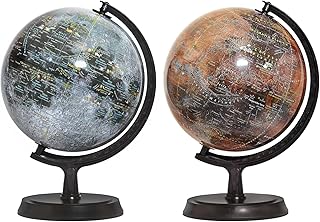 Explorer Gray Moon/Red Mars 2 Globe Set, 24cm/9.5" Lunar & Mars Globes