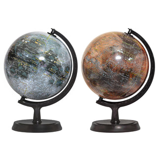 Explorer Gray Moon/Red Mars 2 Globe Set by Mapsoft – 21.3"D x 13.4"H x 11.4"W, Plastic (ABS), Moon Globe - Gray / Mars Globe - Red, Pack of 2, Model 2MR-24