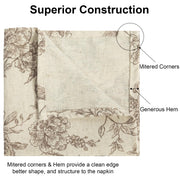 Muginyu Floral Cloth Napkins, 15 x 15 Inch, Set of 12, Flower Bird