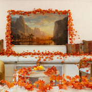 CQURE Fall Leaf Garland, 98 Ft Total, Orange Maple Leaves