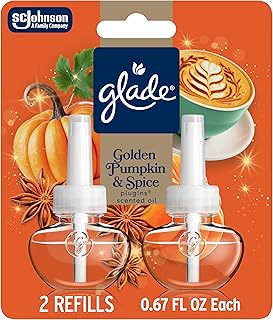 Glade PlugIns Scented Oil 2 Refills, Air Freshener, Golden Pumpkin & Spice, 1.34 fl oz, Pack of 2