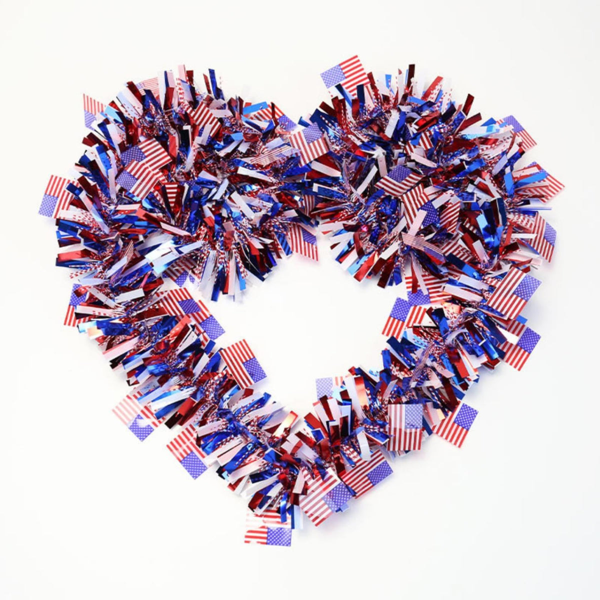 6.6Ft Patriotic Tinsel Garland with American Flag 4th of July Decorations Red White and Blue Glitter Metallic Foil Hanging Garland for Independence Day Memorial Day Holiday Party