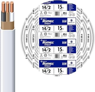 Southwire Romex Brand Simpull™ Solid Indoor 14/2 W/G NMB Cable 15ft coil - SW# 28827426