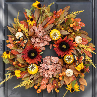 Fawdge Fall Wreath, 24 Inch Diameter, Orange