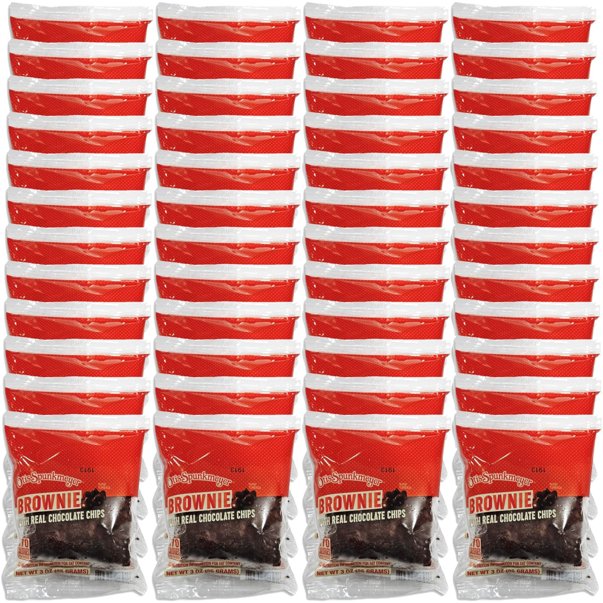 Fudgy Brownies with Real Chocolate Chips | Individually Wrapped Bulk Snacks | 3 oz by Otis Spunkmeyer – 3 Ounce (Pack of 48), Pack of 48