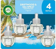 Air Wick Plug-In Scented Oil Refills, 4 Count, Driftwood & Sea Spray, Air Freshener, Essential Oils