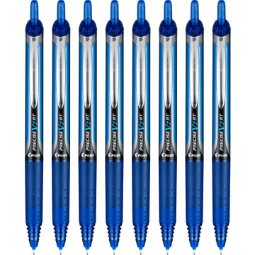 Precise V7 RT Retractable Rollerball Pens by PILOT – 8 Count (Pack of 1), Metal, Blue, Model P7RB8BLU-AMZ