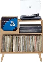 Crosley Furniture Asheville Mid-Century Modern Record Player Stand, Storage for Vinyl Records, Media Console, Natural
