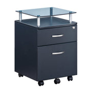 2‑Drawer Rolling File Cabinet with Lock by Techni Mobili – Regular, Glass, Graphite, Model RTA-S06-GPH06
