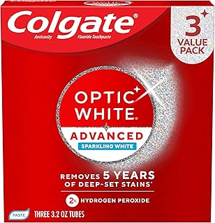 Colgate Optic White Advanced Hydrogen Peroxide Toothpaste, 3 Pack, 3.2 oz
