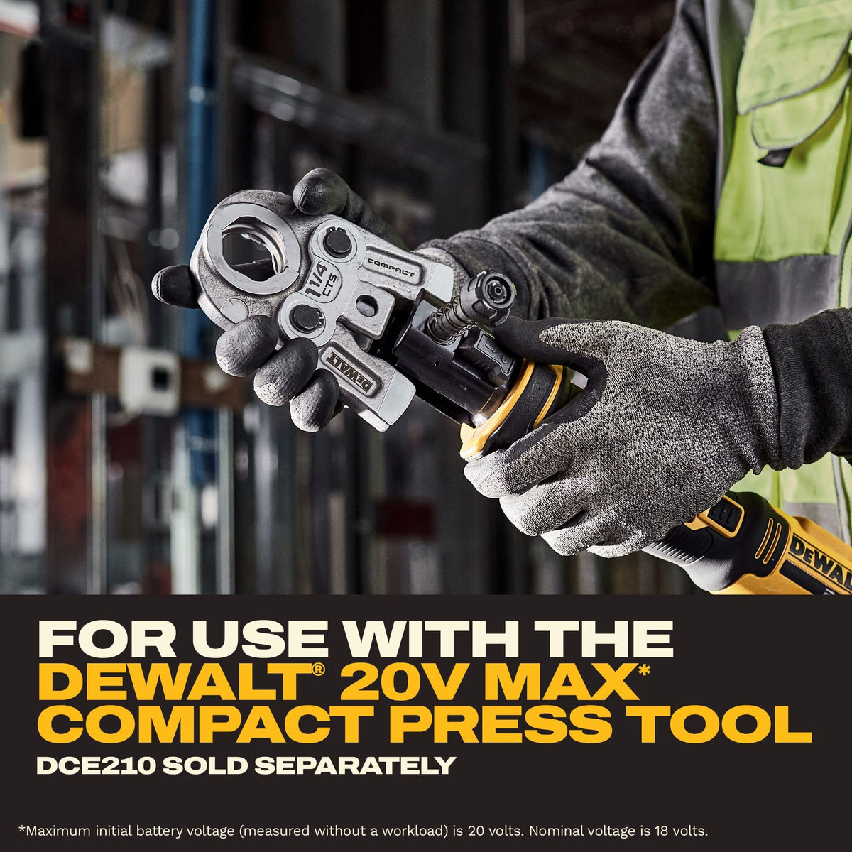 5/8 in. Compact ZoomLock MAX MaxiPro ACR Press Jaw Reliable by DEWALT – Black, Yellow, Model DCE217058