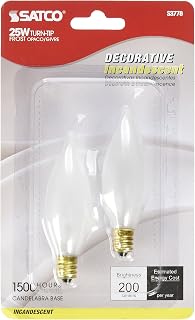 Satco Products S3778 120-Volt 25CA8 Candelabra Base Turn Tip Frosted Light Bulb