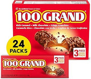 100 Grand Crispy Milk Chocolate with Caramel, Share Size Individually Wrapped Candy Bars, 2.2 oz each, Bulk 24 Count Box