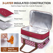 Bagsprite Double Layer Casserole Carrier, Fits 9 x 13 Inch Dishes, Cranberry
