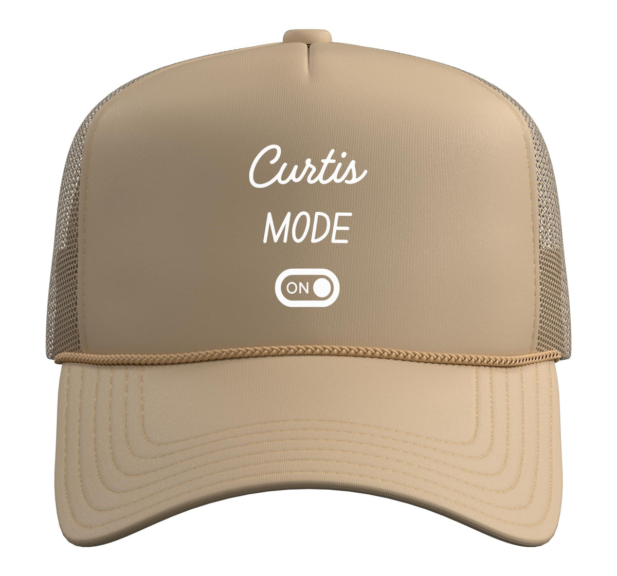 Curtis Mode On Name Trucker Hat with Adjustable Mesh Back by Curtis Mode On Name Funny Birthday – Polyester, Khaki