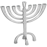 Zion Judaica Rustic Iron Menorah, 10 Inch Height, Silver Finish
