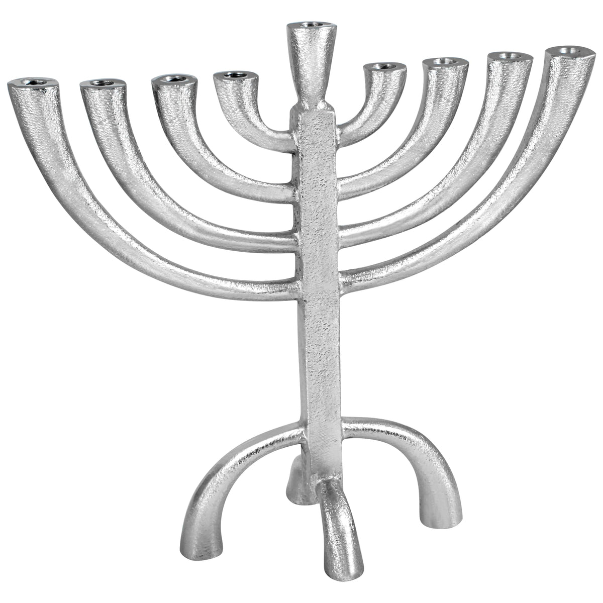 Zion Judaica Rustic Iron Menorah, 10 Inch Height, Silver Finish