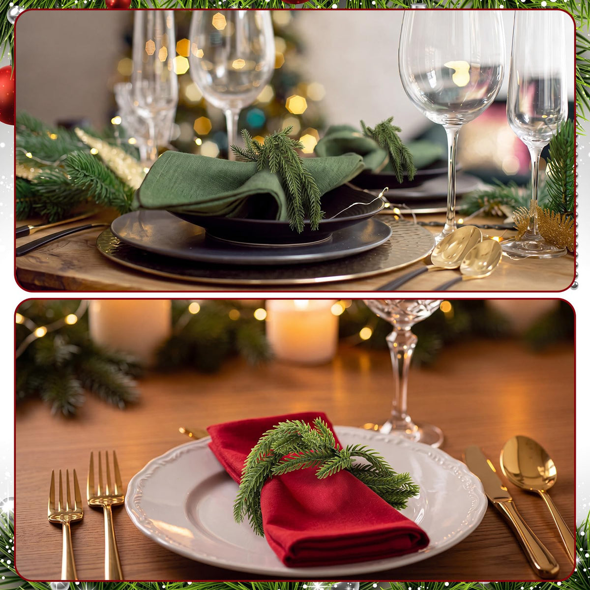 LemonRoad Norfolk Pine Napkin Rings, Set of 12, Green
