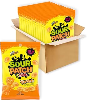 Sour Patch Kids Peach Soft & Chewy Gummy Candy, Bulk Candy, 12 Bags