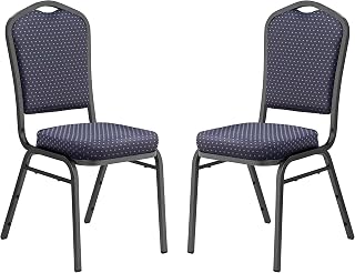(2 Pack) National Public Seating 300 Series Deluxe Fabric Upholstered Stack Chair, Diamond Navy