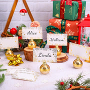 Whaline Ball Ornament Place Card Holders, Gold Snowflake, 12 Pack