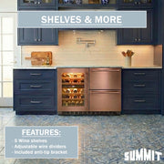 Summit 36” Wine Cellar and Two Drawer Refrigerator Combination by Summit Appliance – 36", 0 cubic_feet, Panel Ready, Model ADRWC36