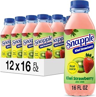 Snapple Kiwi Strawberry Juice Drink, 16 Fl Oz Recycled Plastic Bottle, Pack Of 12, All Natural, No Artificial Flavors Or Sweeteners, Contains 3% Real Juice