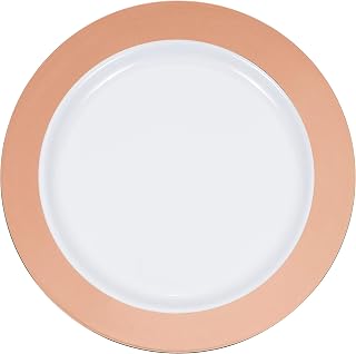 Creative Converting Rose Gold Rim Plastic Plates, 9"