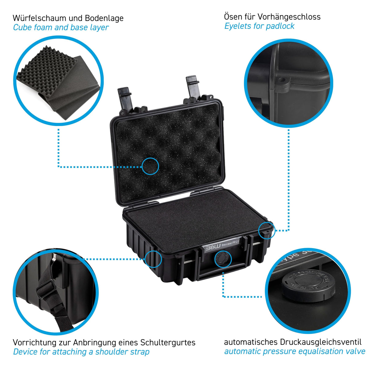 B&W International Black / Type 500 / Pre-cut Foam Bags & Cases