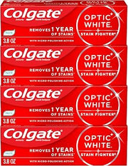 Colgate Optic White Stain Fighter Whitening Toothpaste, Mint, 4 Pack, 3.8oz