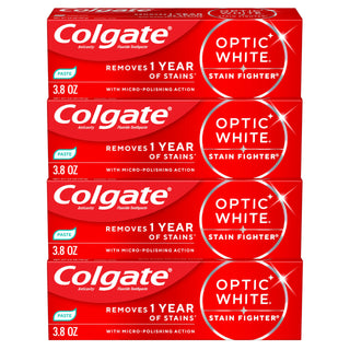 Optic White Stain Fighter Whitening Toothpaste by Colgate – 3.8 Ounce (Pack of 4), White, Pack of 4, Model 61057377