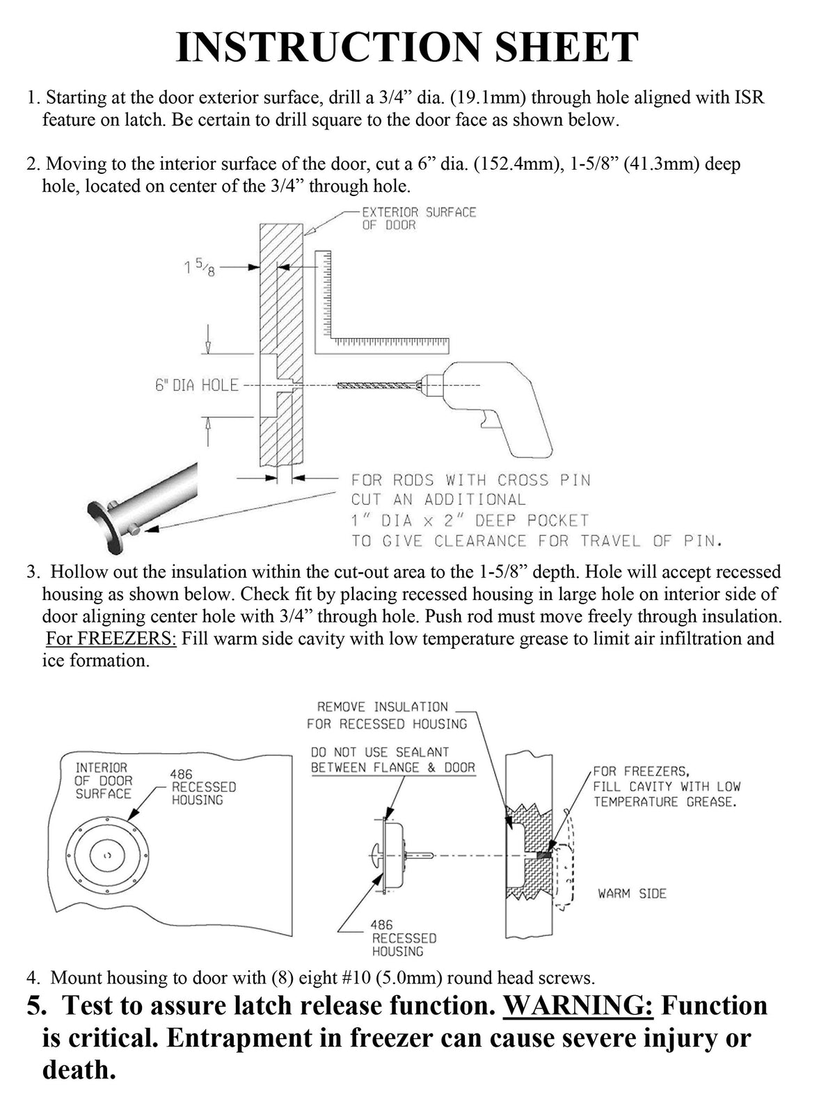 489C Narrow Recessed Inside Release Handle by Kason – Plastic, Silver, Model 10489C00600