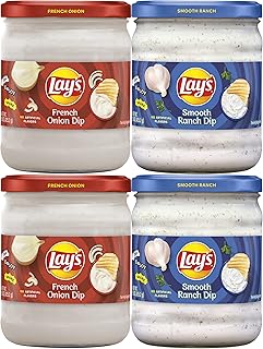 Lay's Dip Variety Pack, French Onion & Smooth Ranch, 15 Oz Jars, 4 Count