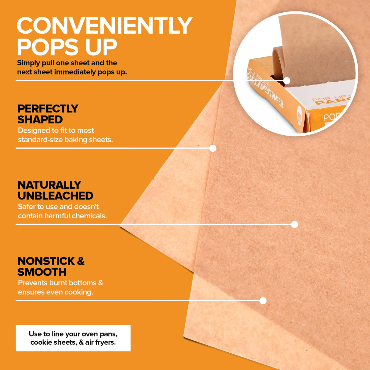 150 Ct Unbleached Parchment Paper Sheets by Stock Your Home – 9"x13”, ParchmentPaper, Kraft Brown, Pack of 150, Model Stock Your Home 2131