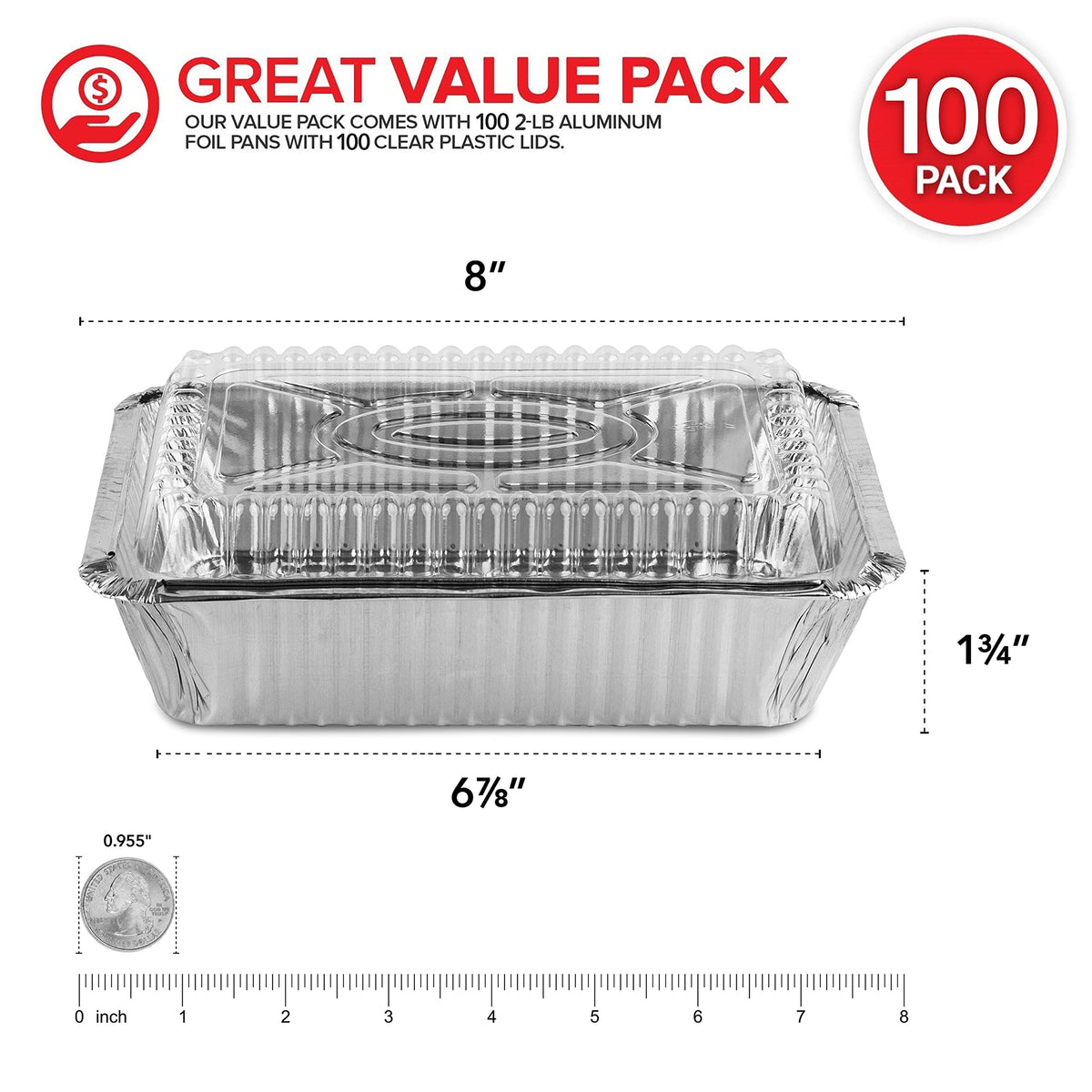 Stock Your Home 2 lb / 100 Pack / Silver Disposable Cookware