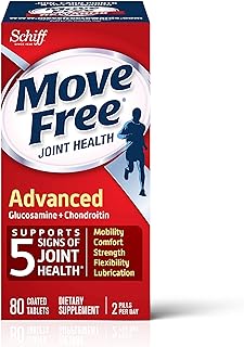 Move Free Triple Strength Glucosamine Chondroitin and Hyaluronic Acid Joint Supplement, 80 Count