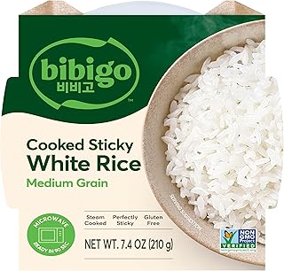 bibigo Korean Sticky White Rice, Microwavable, Zero Trans Fat, 7.4 Ounce (Pack of 1)