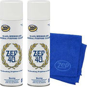 Zep 40 LV Glass Mirror & General-Purpose Cleaner 18 oz (2 Units) & A Blue Microfiber Rag ECBD037 - Heavy-Duty Streak-Free Cleaner for Glass Mirrors and Multi-Surface Use