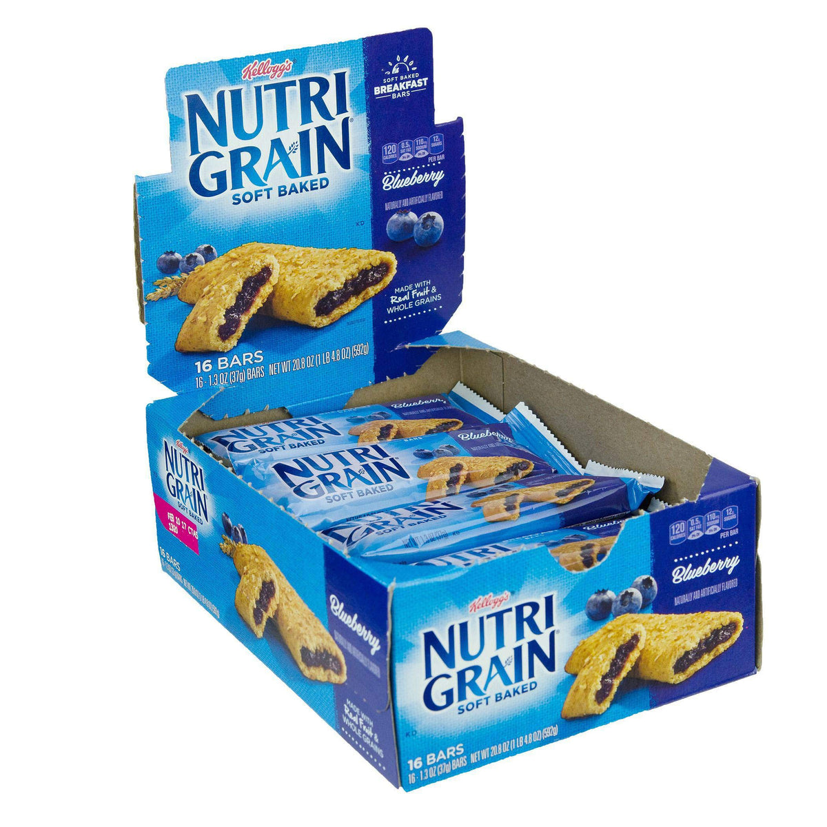 Nutrigrain Blueberry Bars 3 Case 16 Count by Kellogg's – 1 Count (Pack of 16), Pack of 16