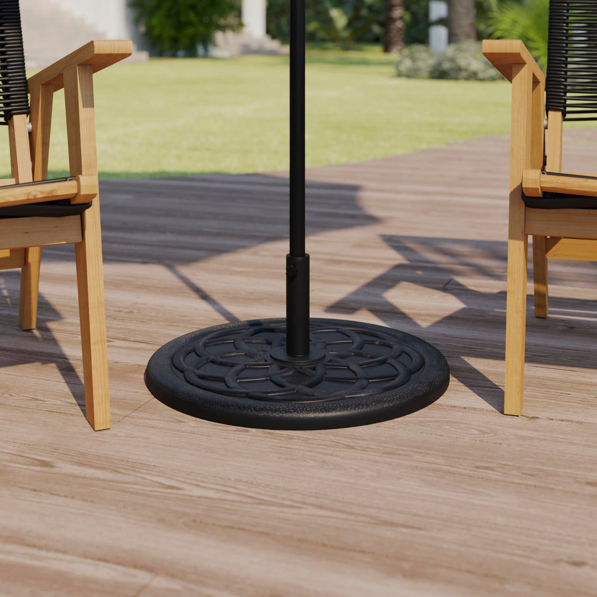 Kona Universal Cement Umbrella Base by Flash Furniture – 19.25", Steel, Plastic, Cement, Bronze, Model GM-UB19-BRNZ-GG