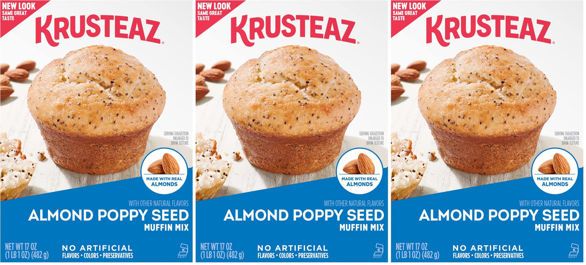 Krusteaz Almond Poppy Seed / 17 Ounce (Pack of 3) / Almond Poppyseed Muffins & Quickbreads