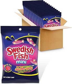 Mini Glow Ups Strawberry-Watermelon Soft & Chewy Gummy Candy by Swedish Fish – 6.7 oz